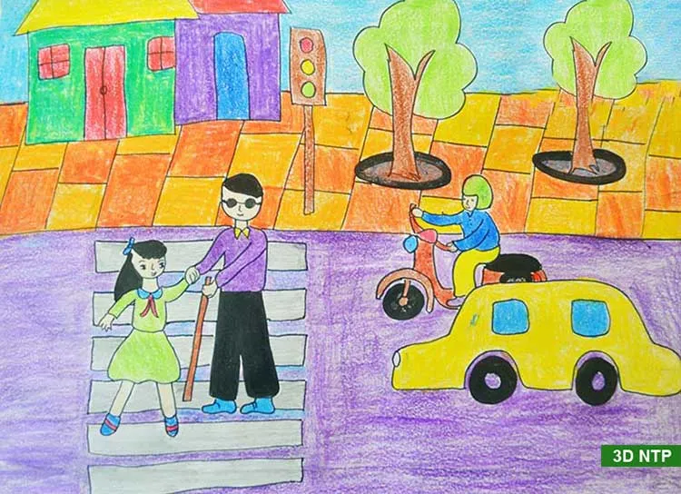 Tranh-ve-hoc-sinh-giup-nguoi-khuyet-tat-sang-duong